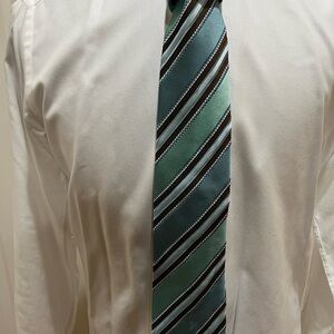 Ermenegildo Zegna Striped Tie in Teal and Black